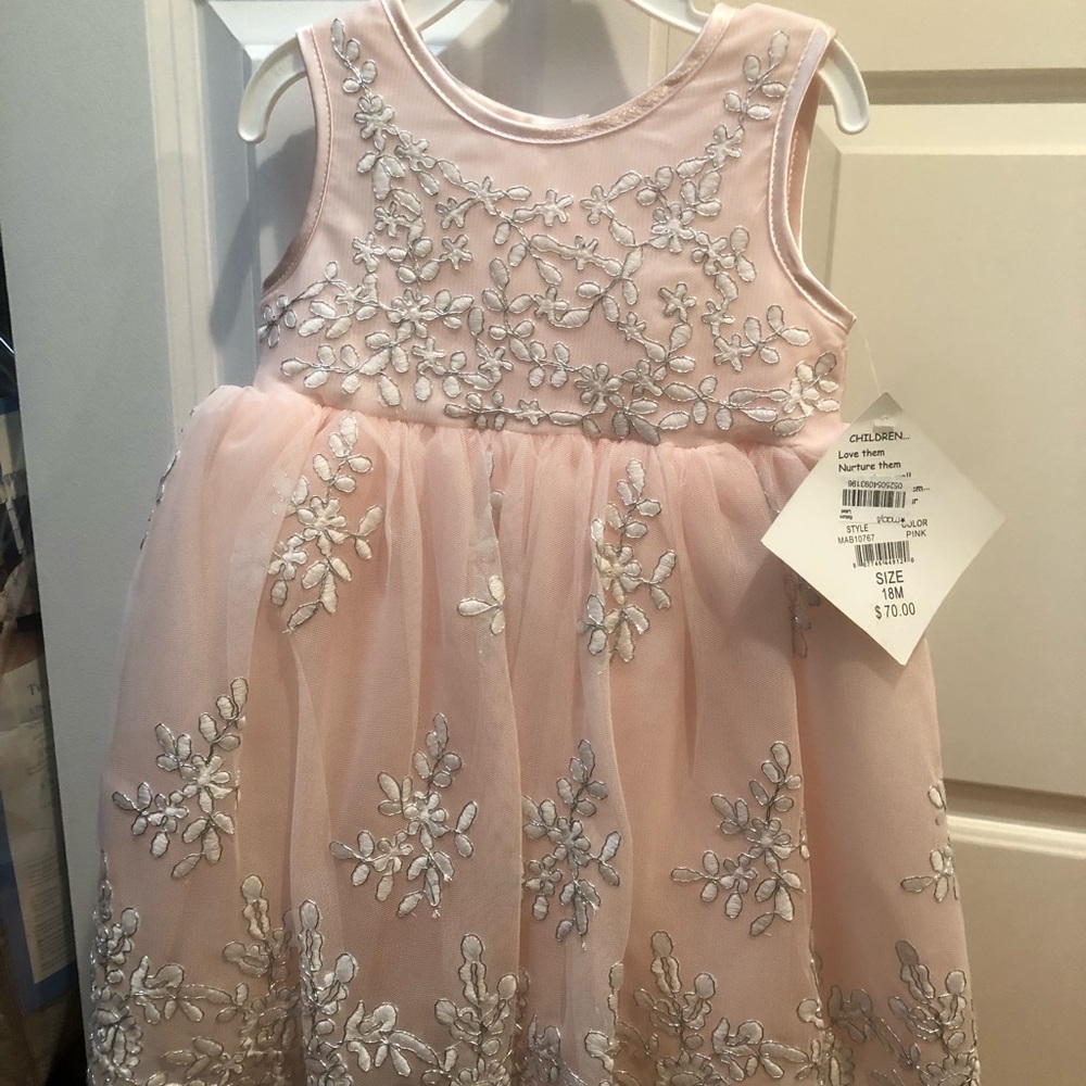 NWT Blueberi Boulevard 18mo dress Pink,whte,silver